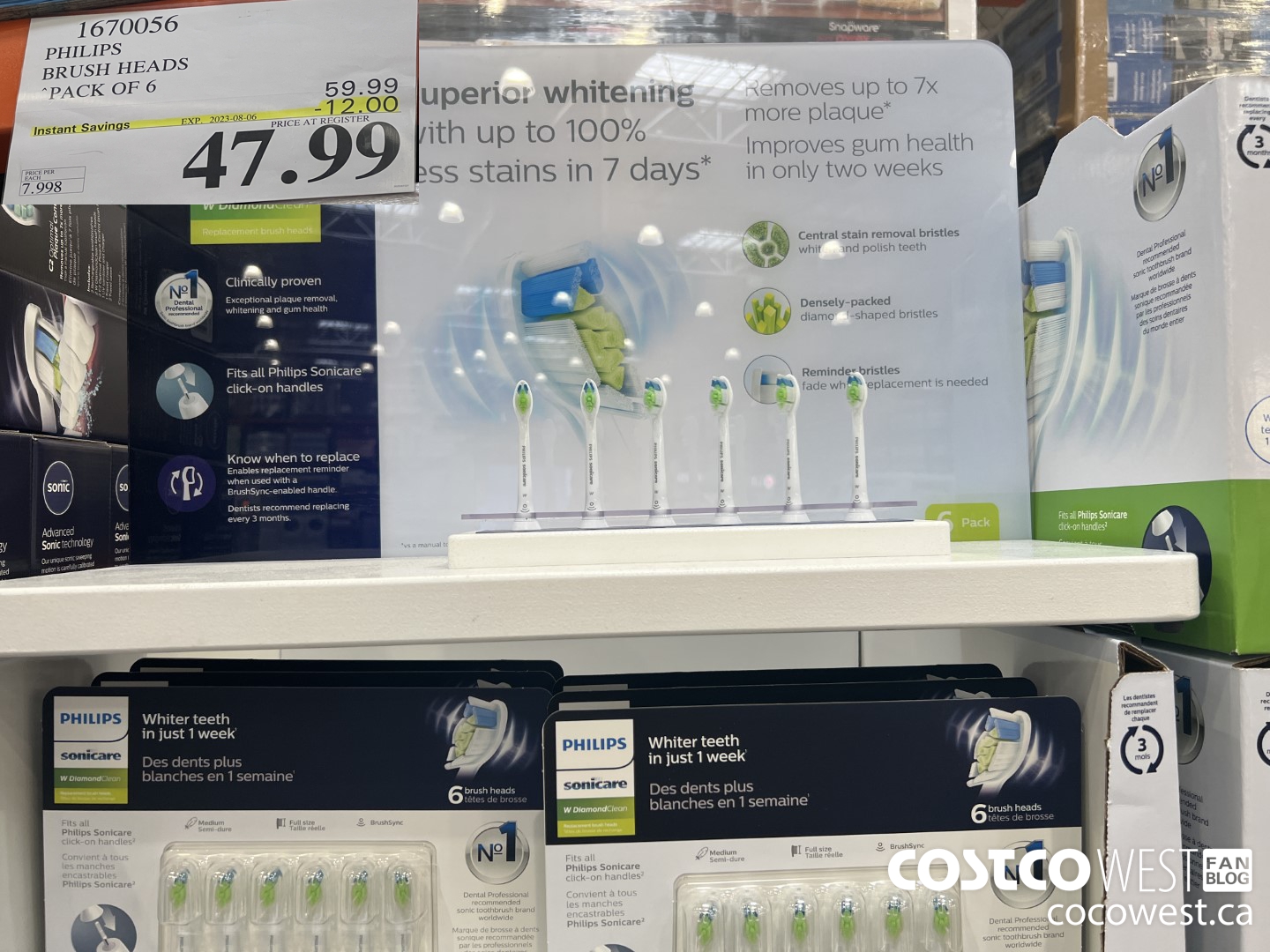 1670056 PHILIPS SONICARE DIAMONDCLEAN BRUSH HEADS 6-PACK ($12.00 INSTANT SAVINGS EXPIRES ON 2023-08-06) $47.99