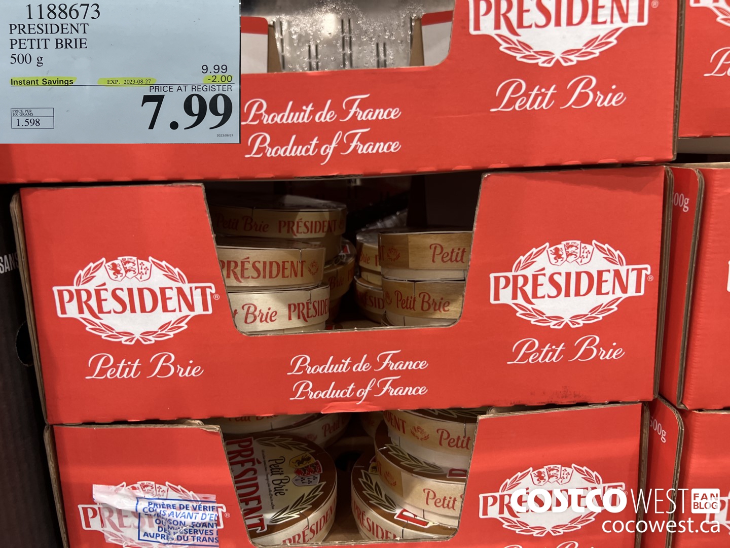 1188673 PRESIDENT PETIT BRIE 500 g ($2.00 INSTANT SAVINGS EXPIRES ON 2023-08-27) $7.99