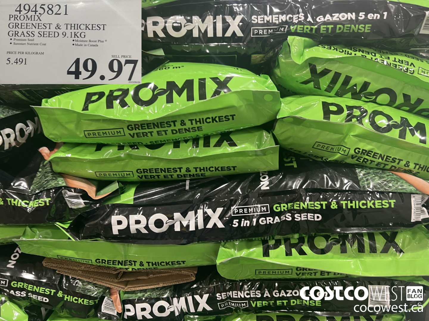 4945821 PROMIX GREENEST & THICKEST GRASS SEED 9.1 KG $49.97