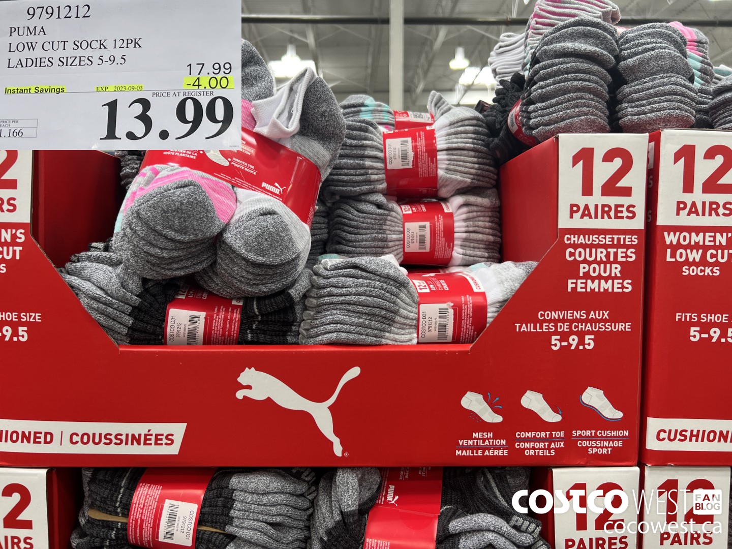 9791212 PUMA LOW CUT SOCKS 12PK LADIES SIZES 5-9.5 03 ($4.00 INSTANT SAVINGS EXPIRES ON 2023-09-03) $13.99