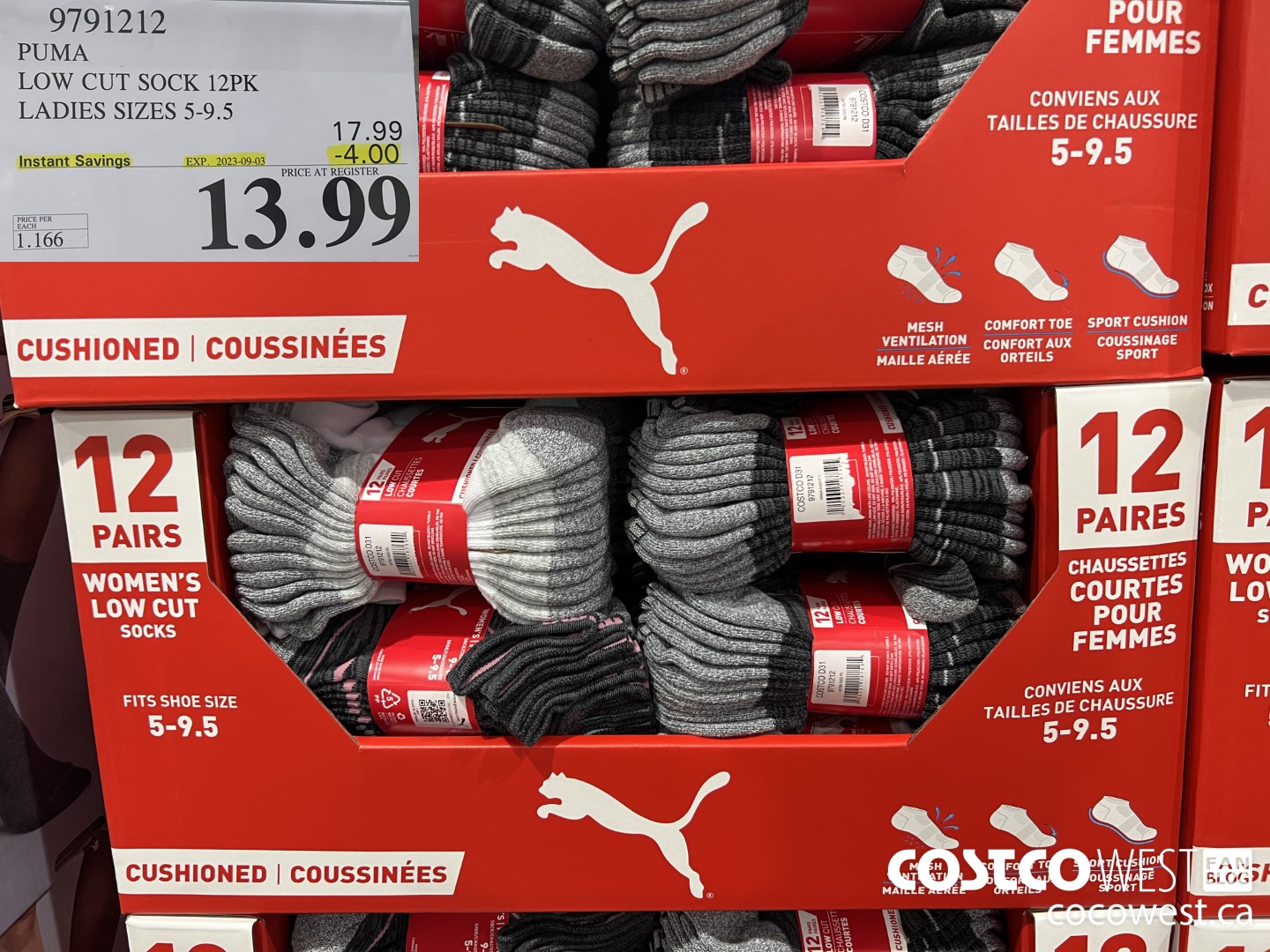 9791212 PUMA LOW CUT SOCKS 12PK LADIES SIZES 5-9.5 03 ($4.00 INSTANT SAVINGS EXPIRES ON 2023-09-03) $13.99