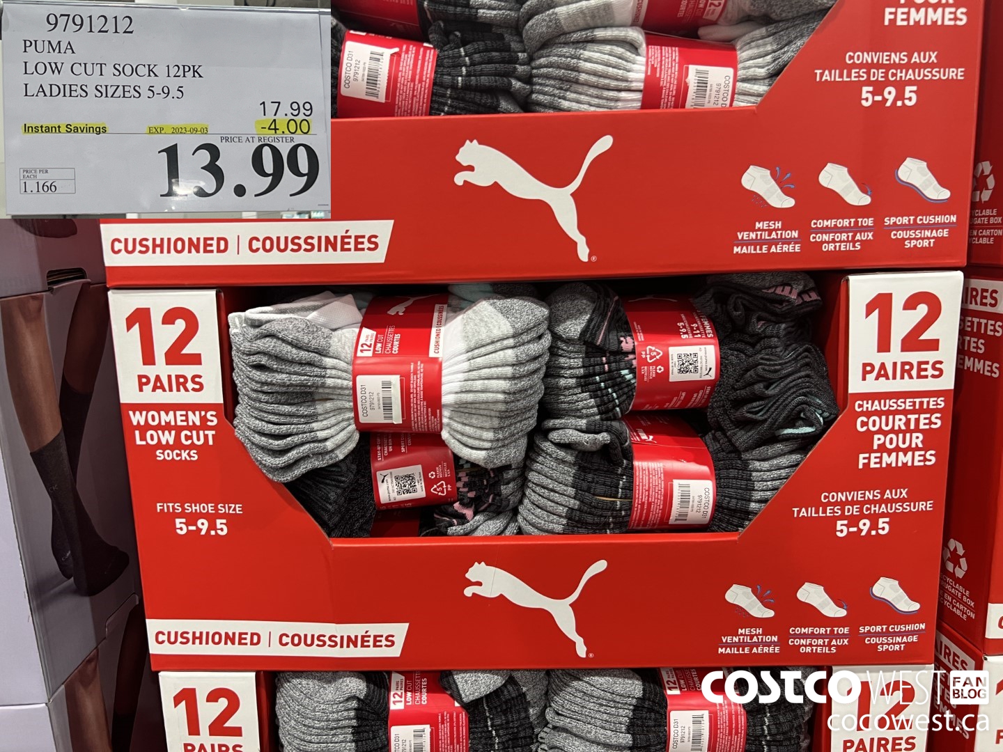 9791212 PUMA LOW CUT SOCKS 12PK LADIES SIZES 5-9.5 03 ($4.00 INSTANT SAVINGS EXPIRES ON 2023-09-03) $13.99