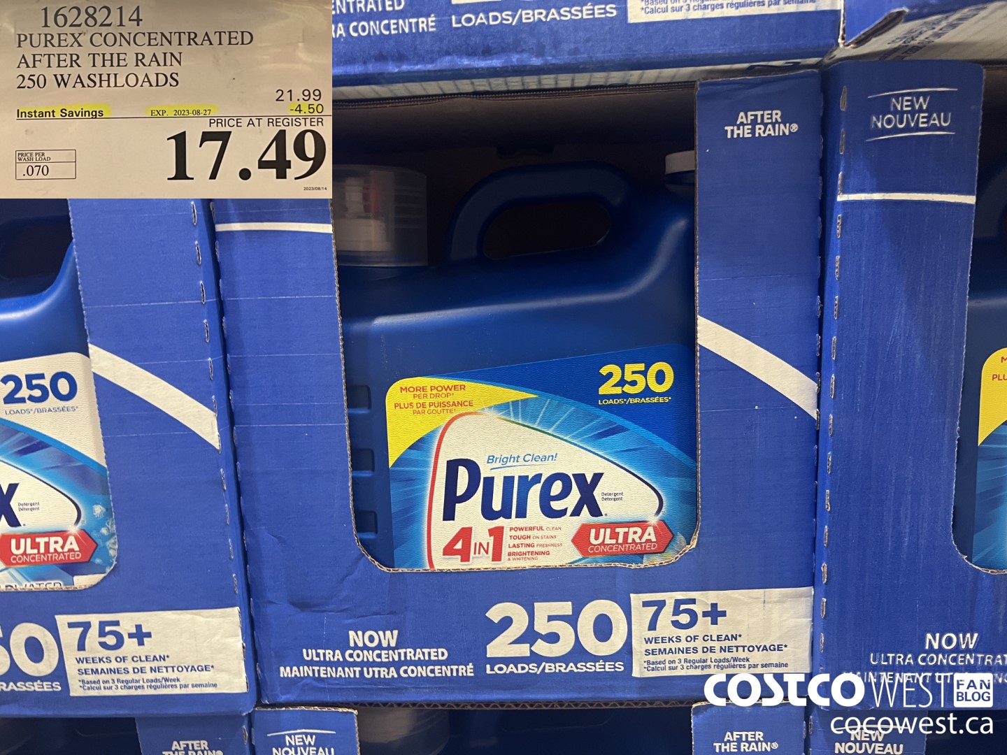 1628214 PUREX CONCENTRATED AFTER THE RAIN 250 WASHLOADS ($4.50 INSTANT SAVINGS EXPIRES ON 2023-08-27) $17.49