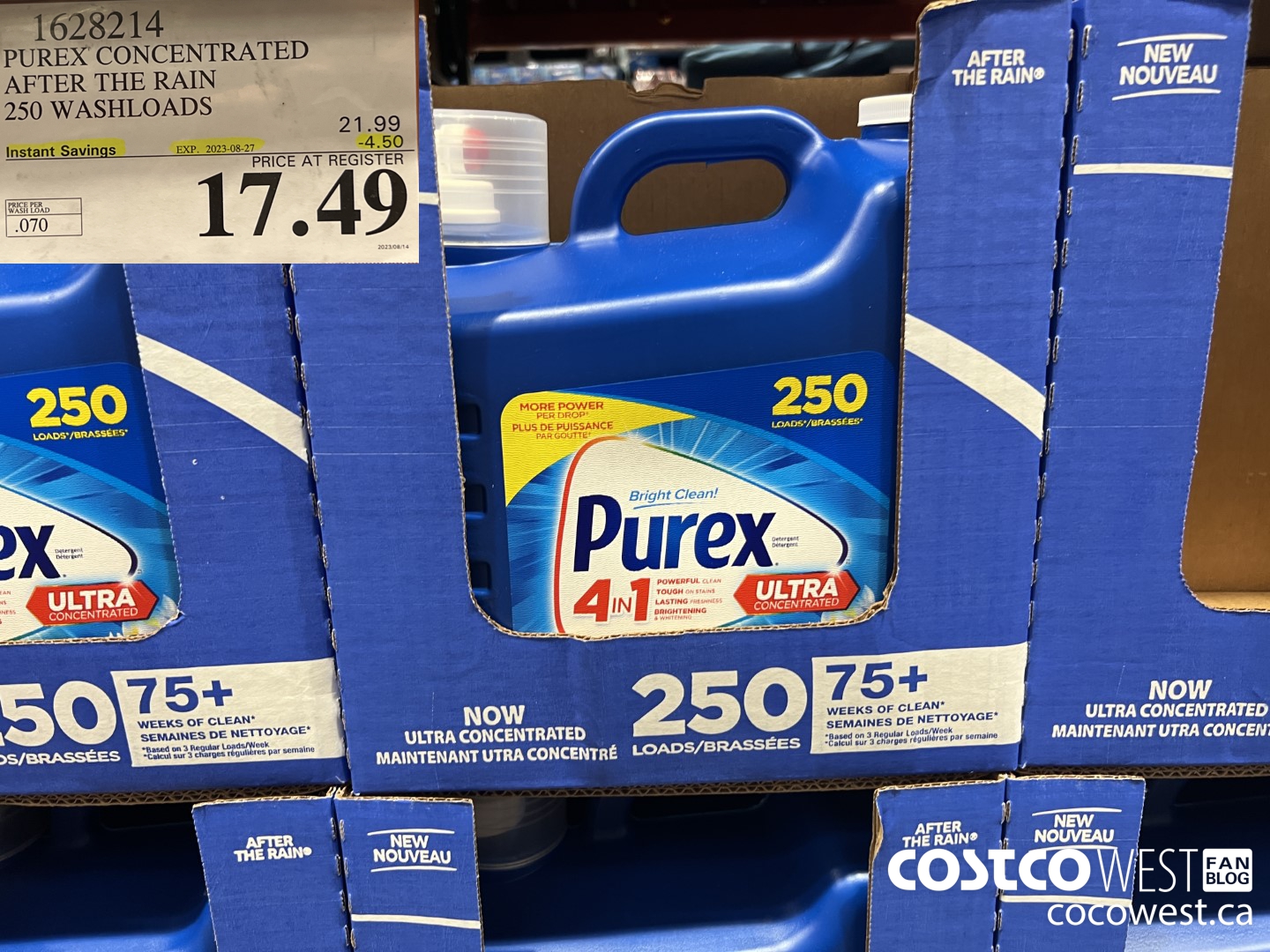 1628214 PUREX CONCENTRATED AFTER THE RAIN 250 WASHLOADS ($4.50 INSTANT SAVINGS EXPIRES ON 2023-08-27) $17.49