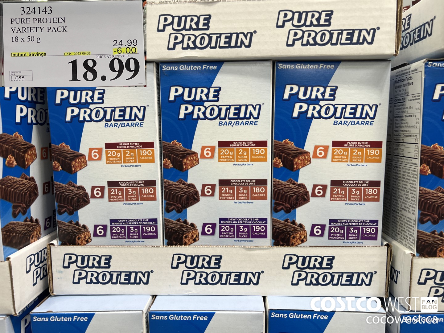 324143 PURE PROTEIN VARIETY PACK 18 X 50G ($6.00 INSTANT SAVINGS EXPIRES ON 2023-09-03) $18.99