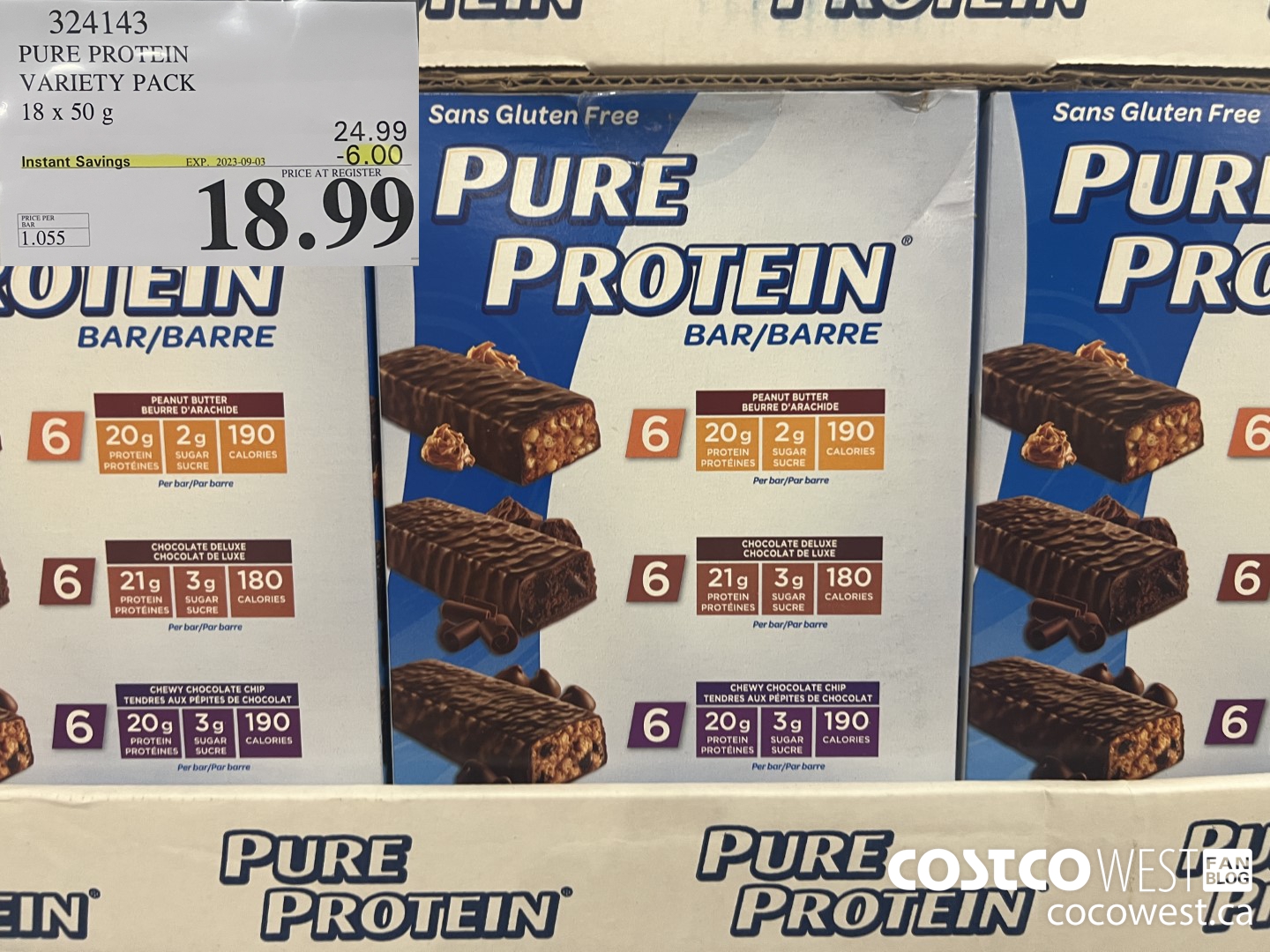 324143 PURE PROTEIN VARIETY PACK 18 X 50G ($6.00 INSTANT SAVINGS EXPIRES ON 2023-09-03) $18.99