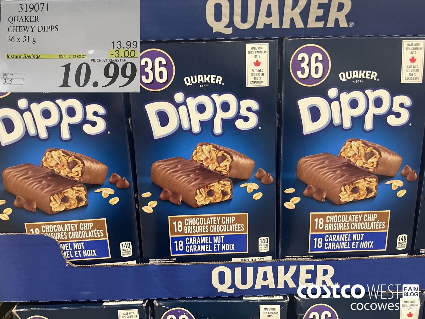 319071 QUAKER CHEWY DIPPS 36 X 31G ($3.00 INSTANT SAVINGS EXPIRES ON 2023-08-27) $10.99