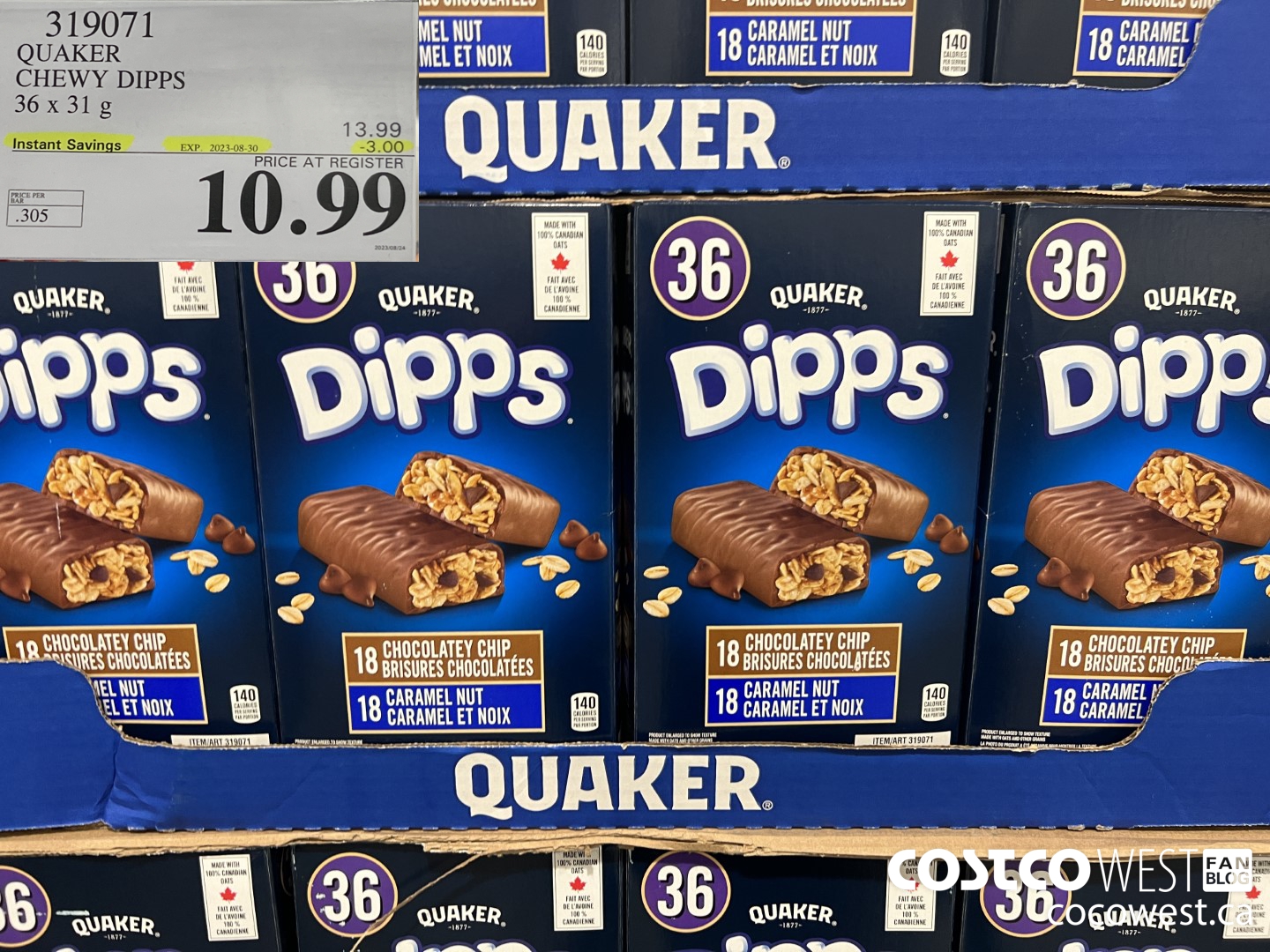 319071 QUAKER CHEWY DIPPS 36 X 31G ($3.00 INSTANT SAVINGS EXPIRES ON 2023-08-30) $10.99