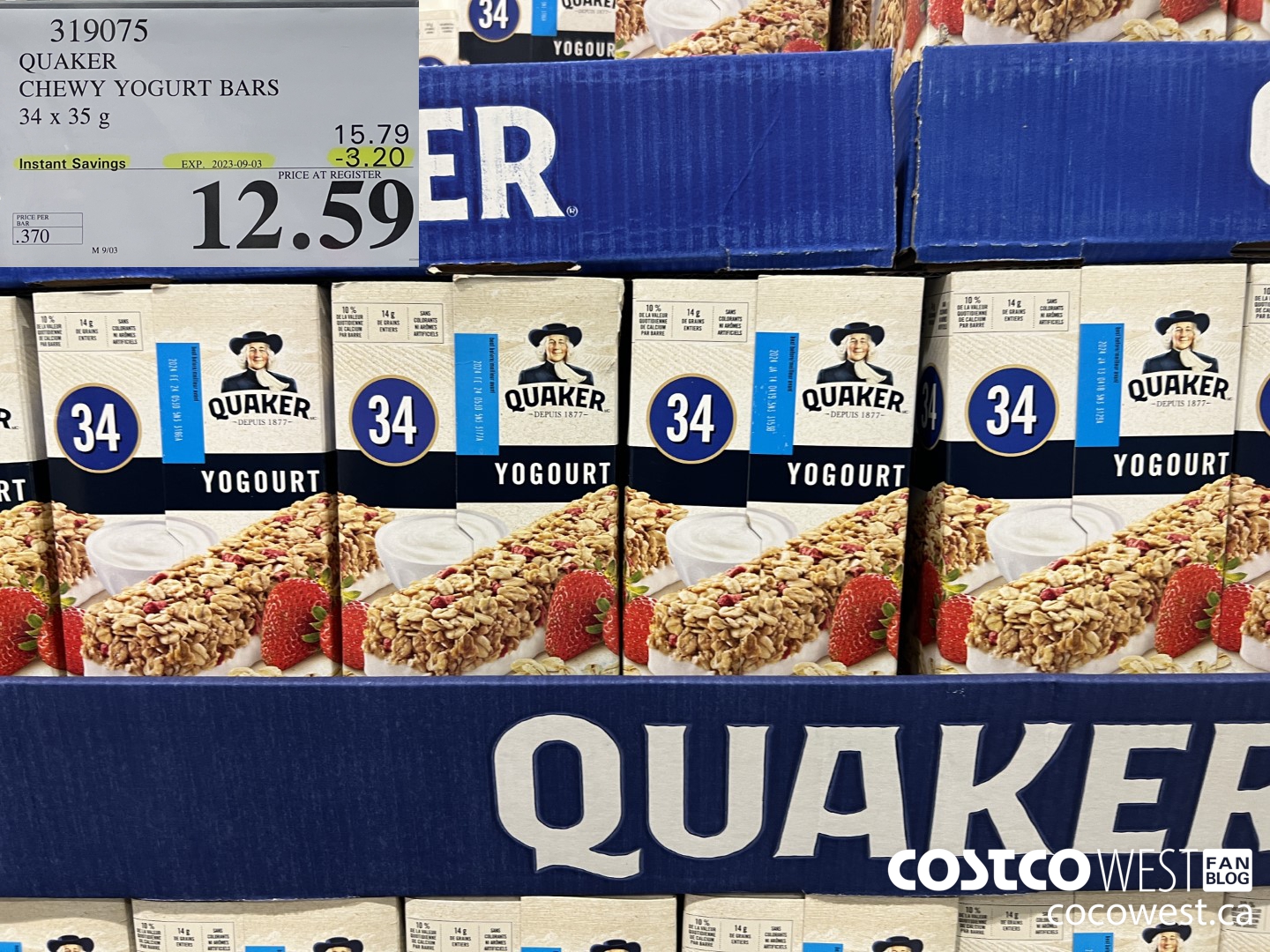 319075 QUAKER CHEWY YOGURT BARS PACK OF 34 ($3.20 INSTANT SAVINGS EXPIRES ON 2023-09-03) $12.59