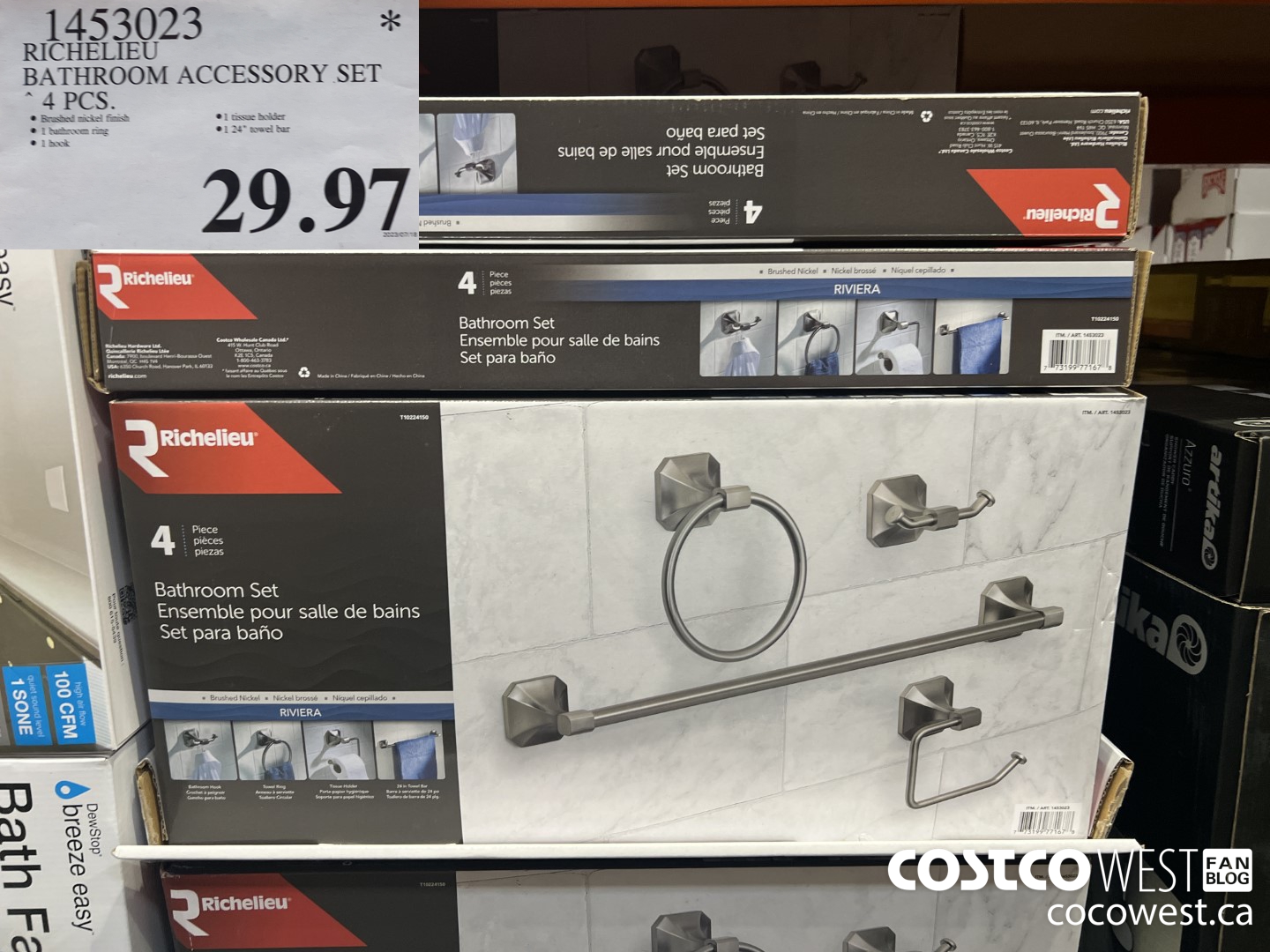 1453023 RICHELIEU BATHROOM ACCESSORY SET 4 PIECES $29.97