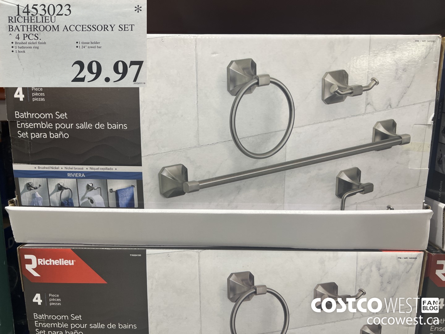 1453023 RICHELIEU BATHROOM ACCESSORY SET 4 PIECES $29.97