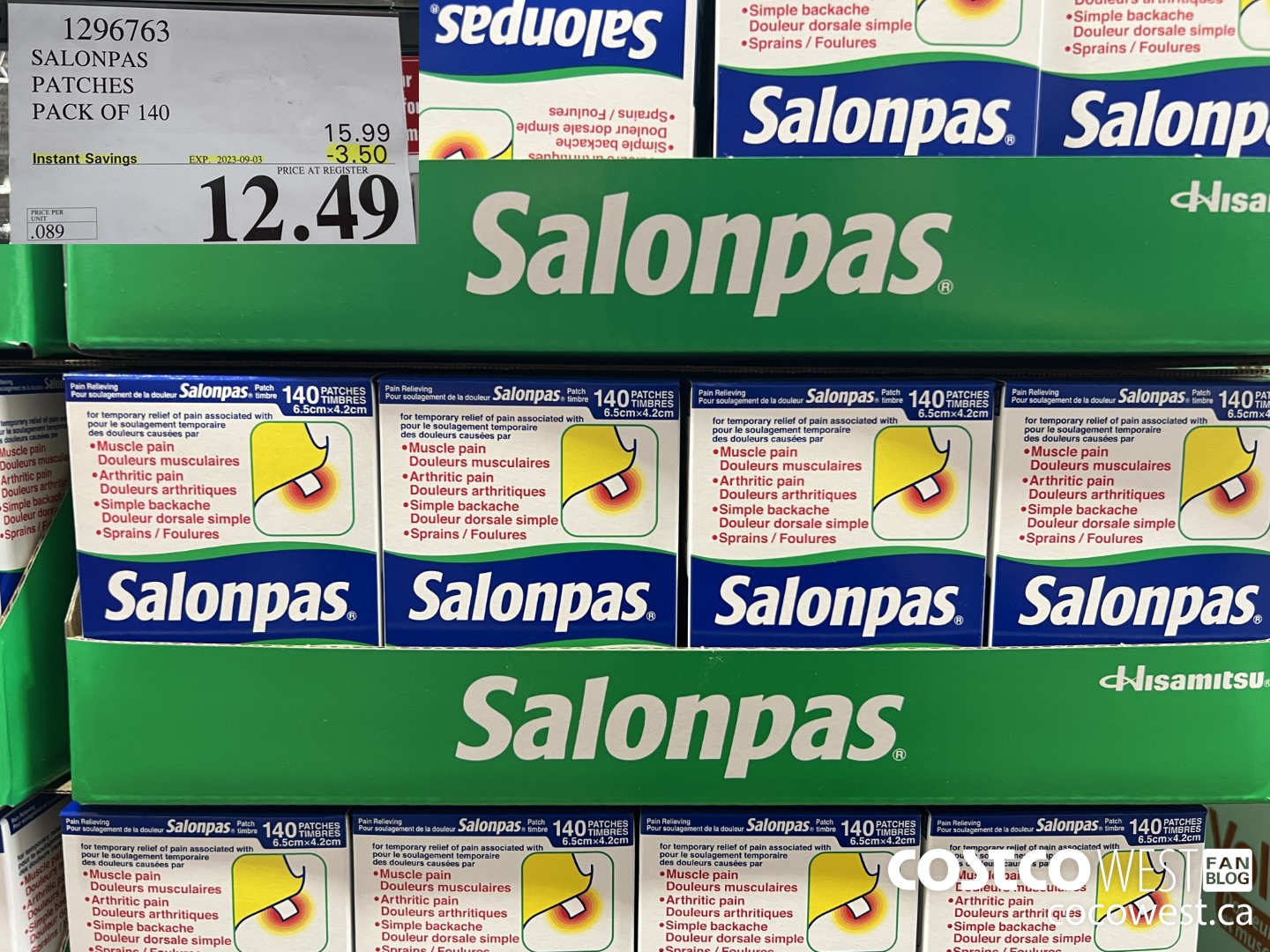 1296763 SALONPAS PATCHES PACK OF 140 ($3.50 INSTANT SAVINGS EXPIRES ON 2023-09-03) $12.49