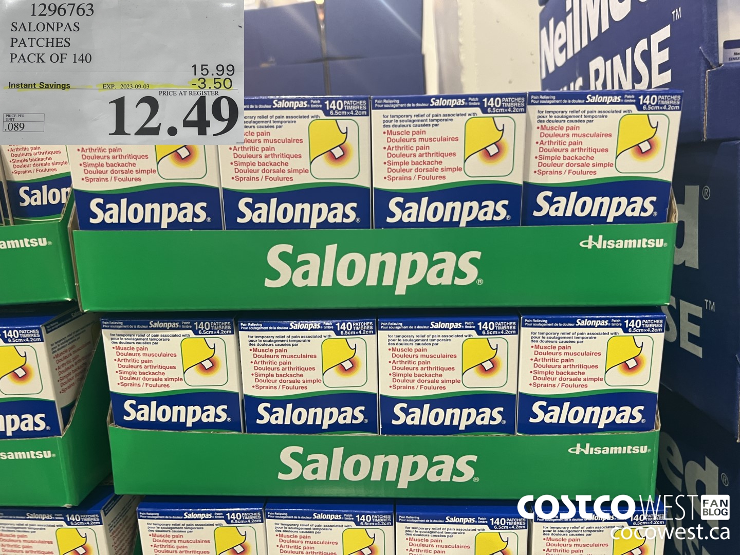 1296763 SALONPAS PATCHES PACK OF 140 ($3.50 INSTANT SAVINGS EXPIRES ON 2023-09-03) $12.49