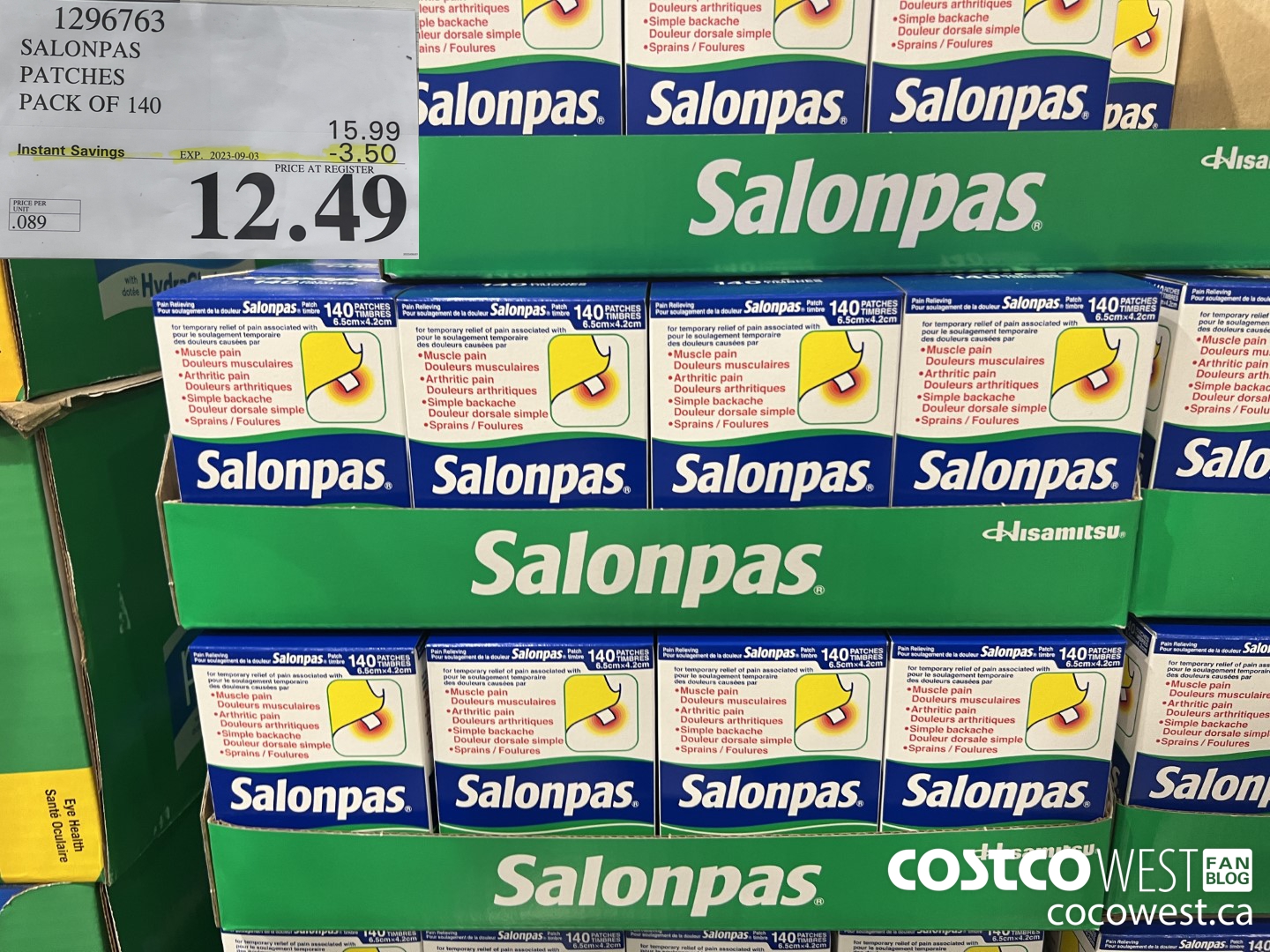 1296763 SALONPAS PATCHES PACK OF 140 ($3.50 INSTANT SAVINGS EXPIRES ON 2023-09-03) $12.49