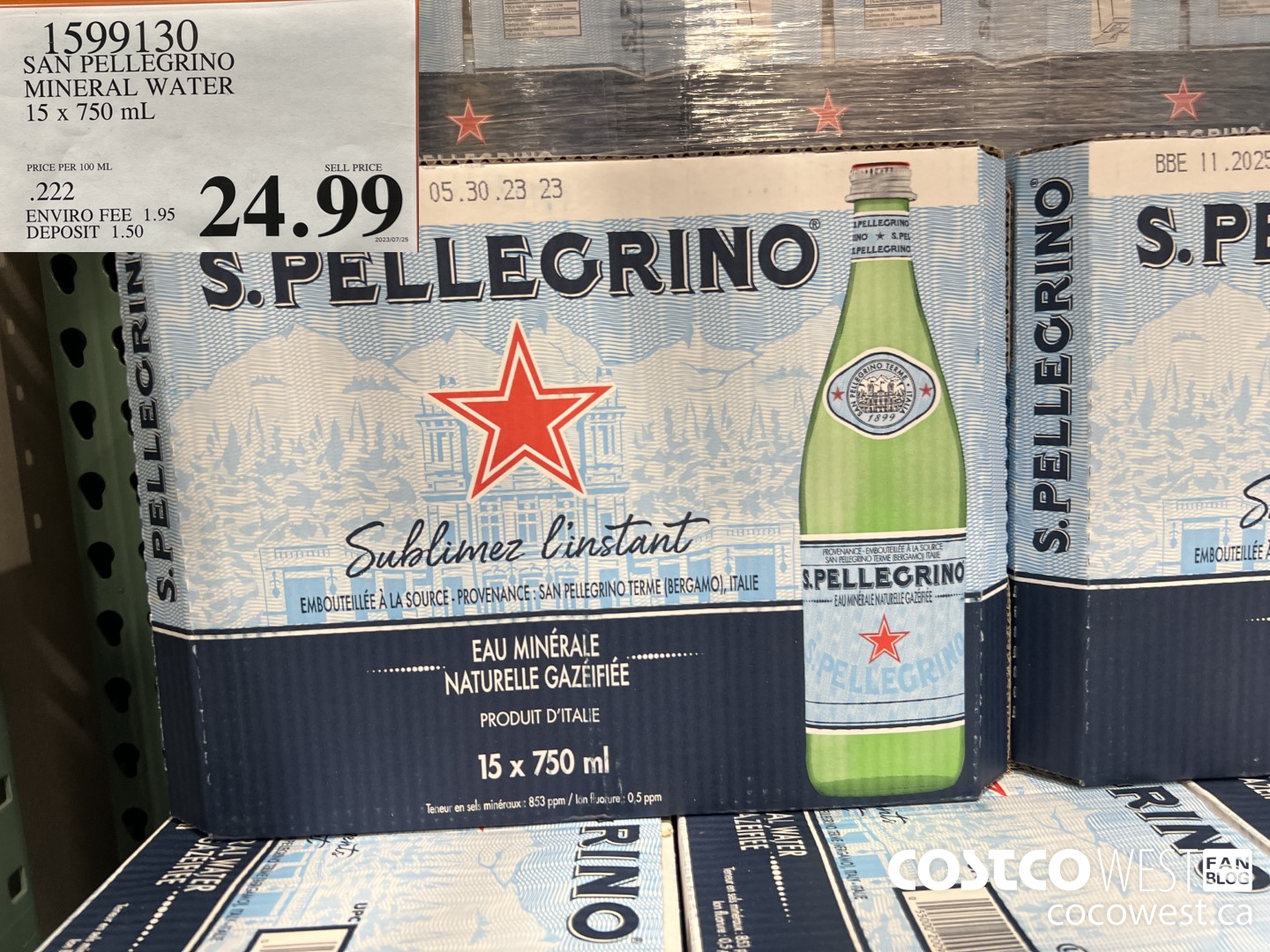 1599130 SAN PELLEGRINO MINERAL WATER 15 X 750ML $24.99