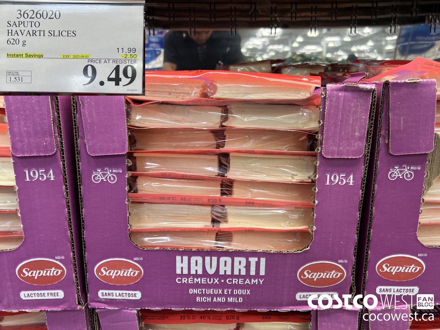 3626020 SAPUTO HAVARTI SLICES 620 g ($2.50 INSTANT SAVINGS EXPIRES ON 2023-09-03) $9.49