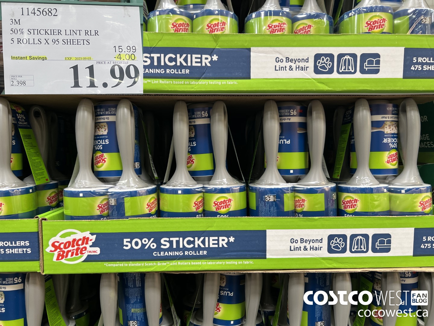 1145682 SCOTCH BRITE 50% STICKIER LINT RLR 5/95 SHEET ROLLERS ($4.00 INSTANT SAVINGS EXPIRES ON 2023-09-03) $11.99