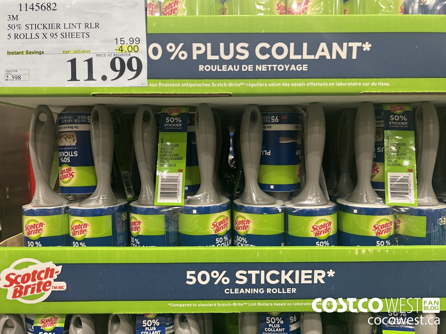 1145682 SCOTCH BRITE 50% STICKIER LINT RLR 5/95 SHEET ROLLERS ($4.00 INSTANT SAVINGS EXPIRES ON 2023-09-03) $11.99