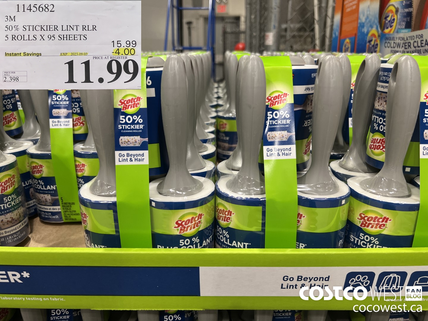 1145682 SCOTCH BRITE 50% STICKIER LINT RLR 5/95 SHEET ROLLERS ($4.00 INSTANT SAVINGS EXPIRES ON 2023-09-03) $11.99