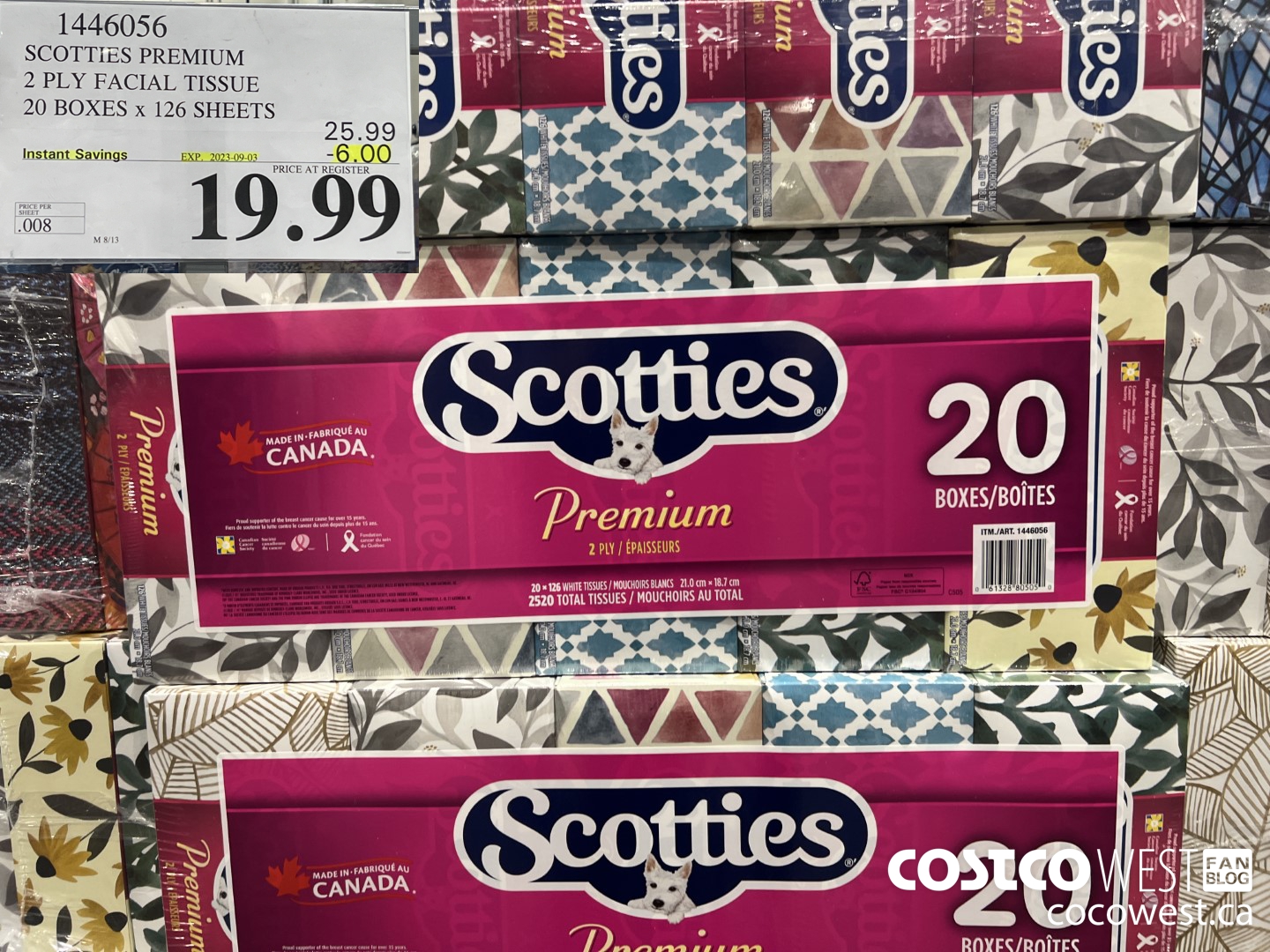 1446056 SCOTTIES PREMIUM 2 PLY FACIAL TISSUE 20 BOXES x 126 SHEETS ($6.00 INSTANT SAVINGS EXPIRES ON 2023-09-03) $19.99