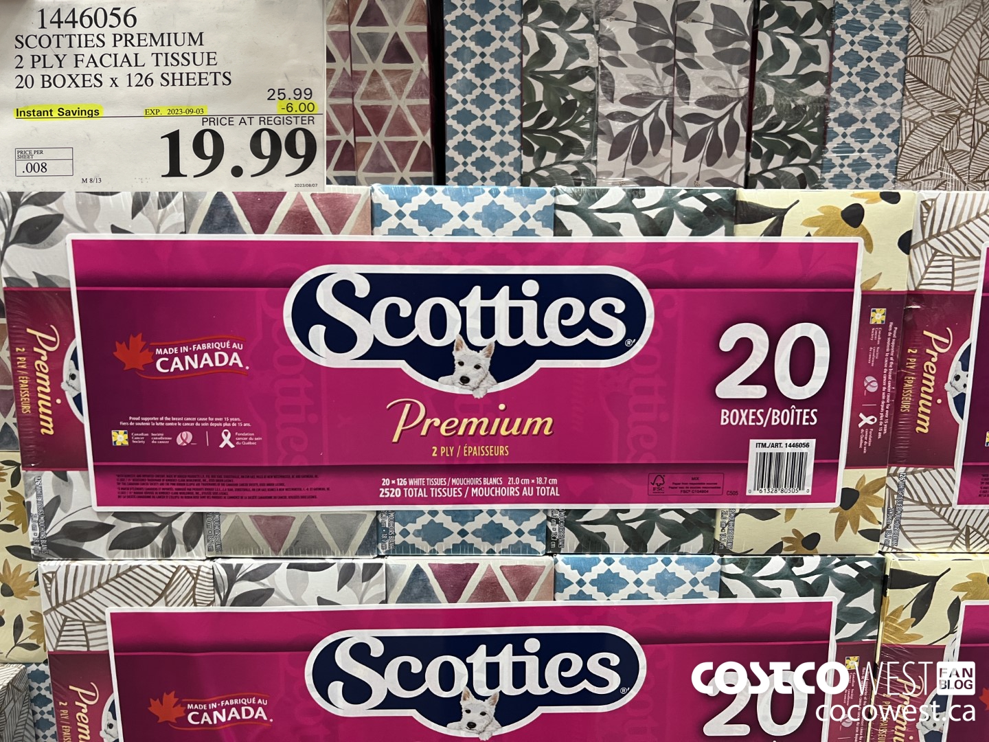 1446056 SCOTTIES PREMIUM 2 PLY FACIAL TISSUE 20 BOXES x 126 SHEETS ($6.00 INSTANT SAVINGS EXPIRES ON 2023-09-03) $19.99
