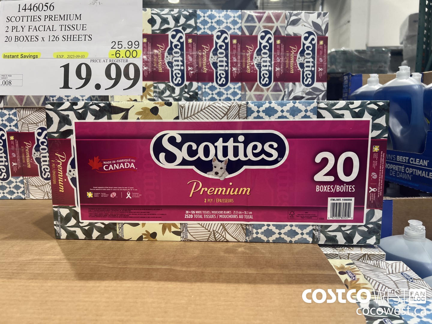 1446056 SCOTTIES PREMIUM 2 PLY FACIAL TISSUE 20 BOXES x 126 SHEETS ($6.00 INSTANT SAVINGS EXPIRES ON 2023-09-03) $19.99