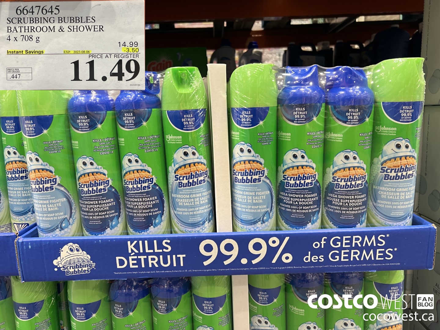 6647645 SCRUBBING BUBBLES BATHROOM & SHOWER 4 X 708G ($3.50 INSTANT SAVINGS EXPIRES ON 2023-08-06) $11.49