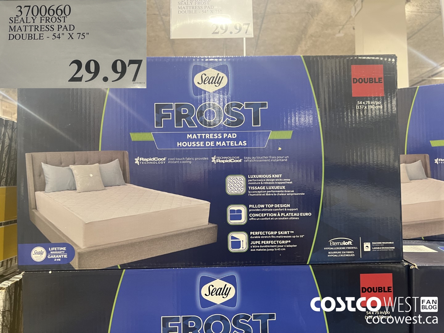 3700660 SEALY FROST MATTRESS PAD DOUBLE 54