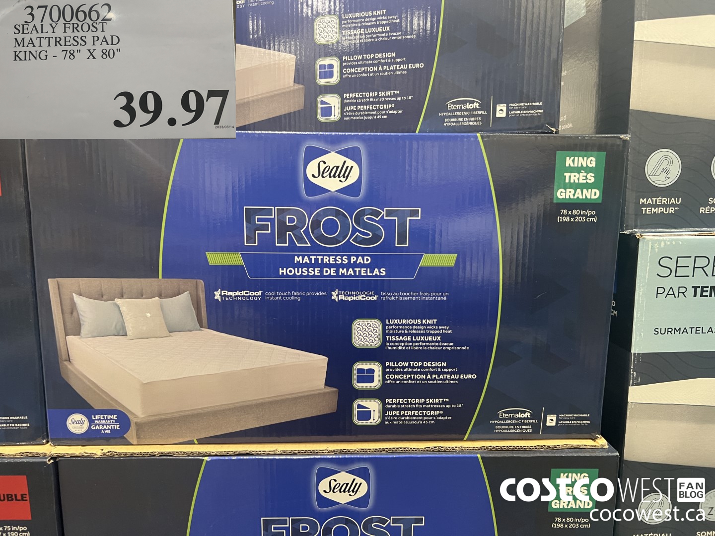 3700662 SEALY FROST MATTRESS PAD KING 78