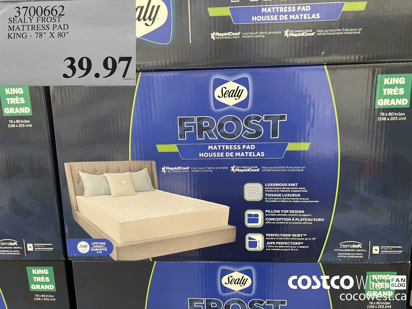 3700662 SEALY FROST MATTRESS PAD KING 78