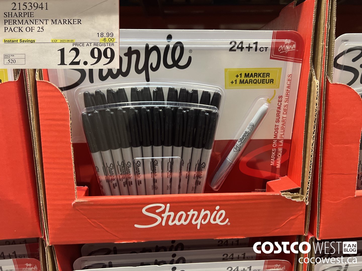 2153941 SHARPIE PERMANENT MARKER PACK OF 25 ($6.00 INSTANT SAVINGS EXPIRES ON 2023-09-03) $12.99