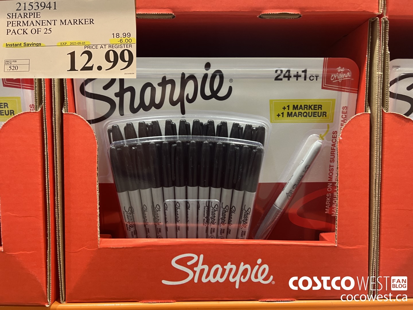 2153941 SHARPIE PERMANENT MARKER PACK OF 25 ($6.00 INSTANT SAVINGS EXPIRES ON 2023-09-03) $12.99