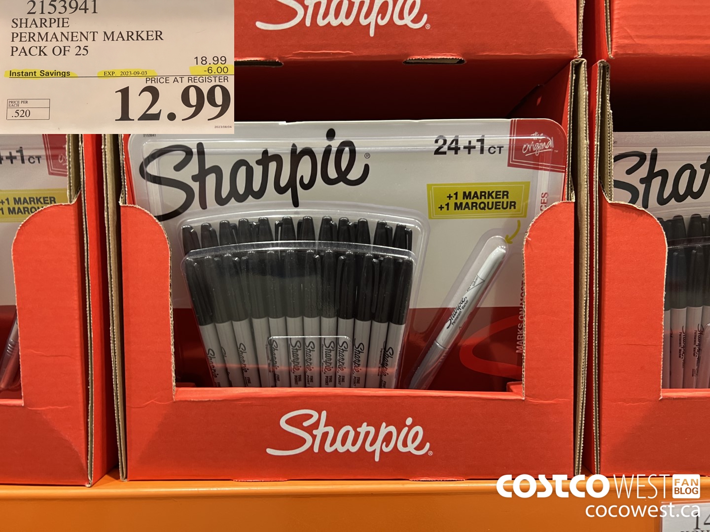 2153941 SHARPIE PERMANENT MARKER PACK OF 25 ($6.00 INSTANT SAVINGS EXPIRES ON 2023-09-03) $12.99