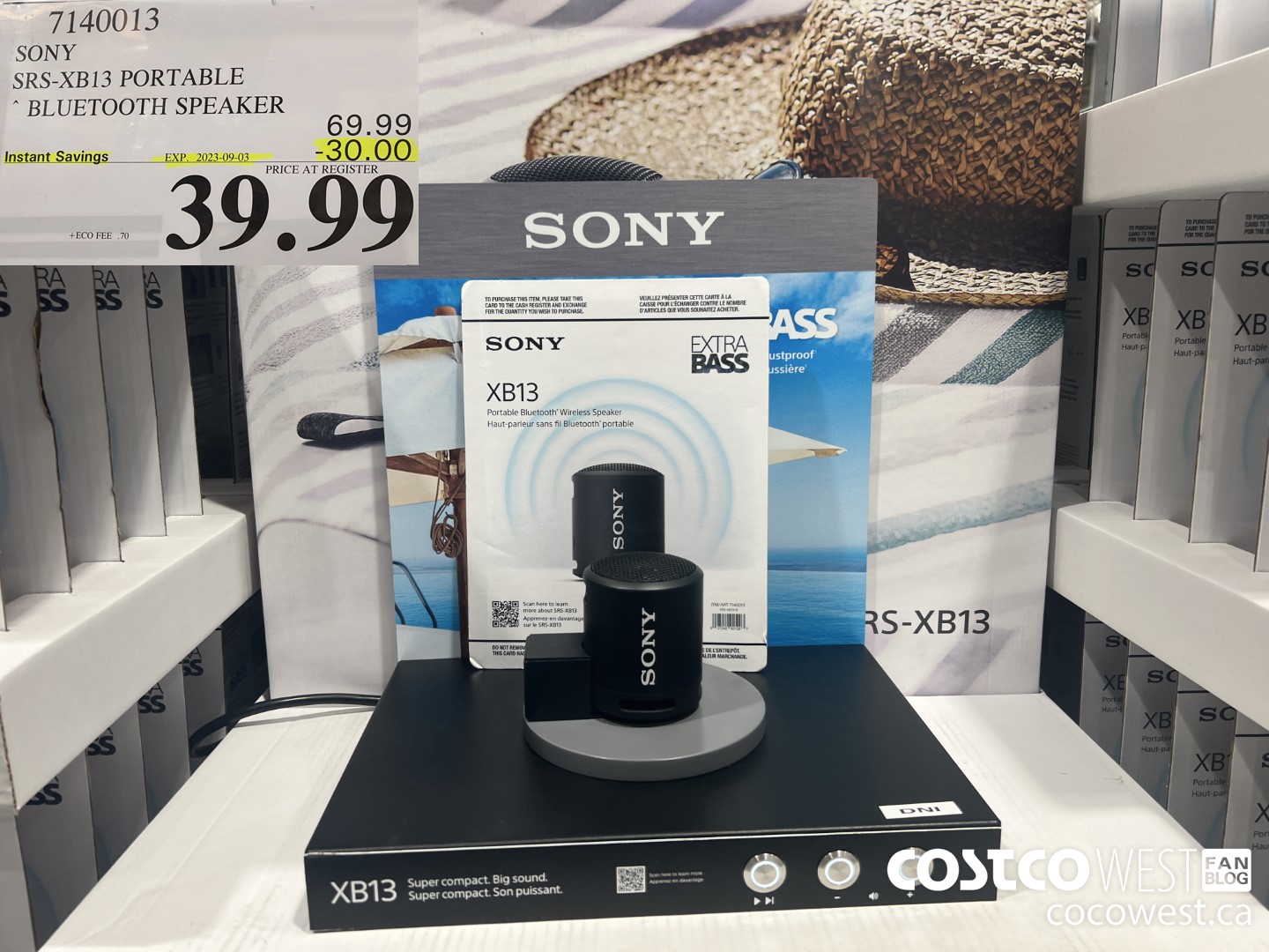 7140013 SONY SRSXB13 PORTABLE BLUETOOTH SPEAKER ($30.00 INSTANT SAVINGS EXPIRES ON 2023-09-03) $39.99