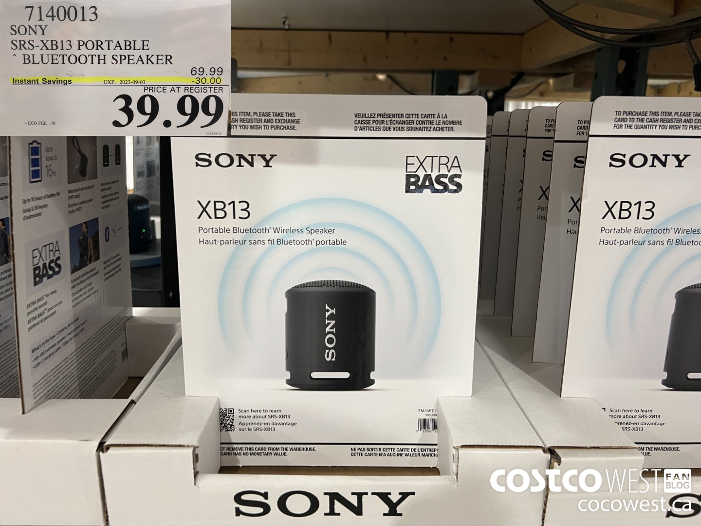 7140013 SONY SRSXB13 PORTABLE BLUETOOTH SPEAKER ($30.00 INSTANT SAVINGS EXPIRES ON 2023-09-03) $39.99
