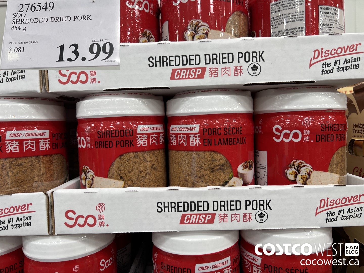 276549 SOO SHREDDED DRIED PORK 454 g $13.99