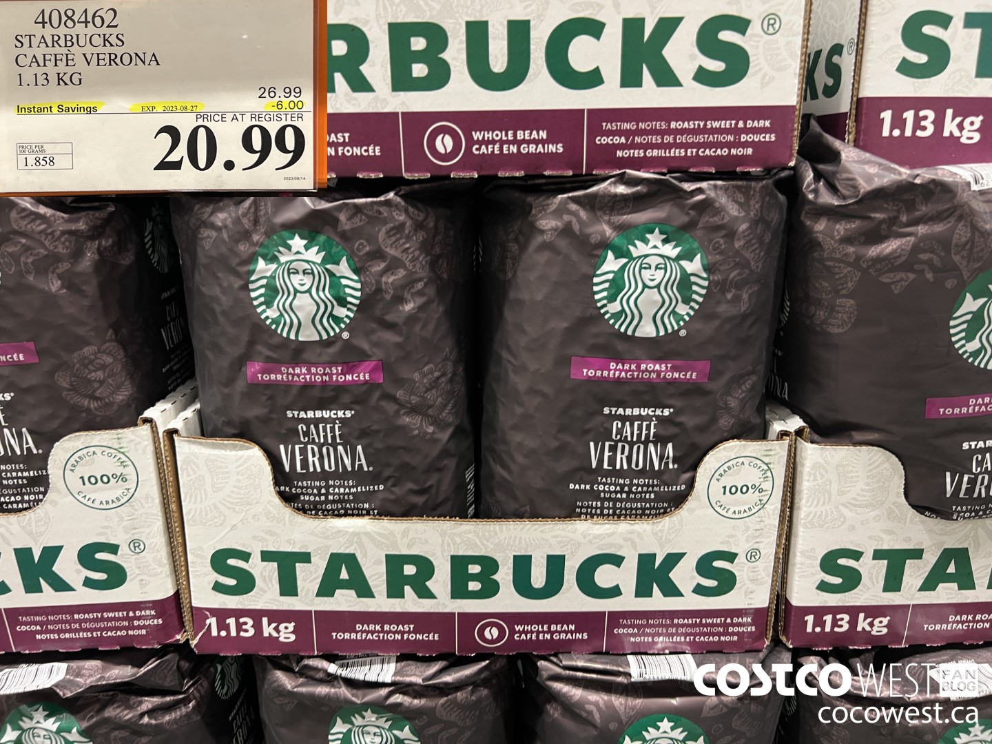 408462 STARBUCKS VERONA 1.13 KG ($6.00 INSTANT SAVINGS EXPIRES ON 2023-08-27) $20.99