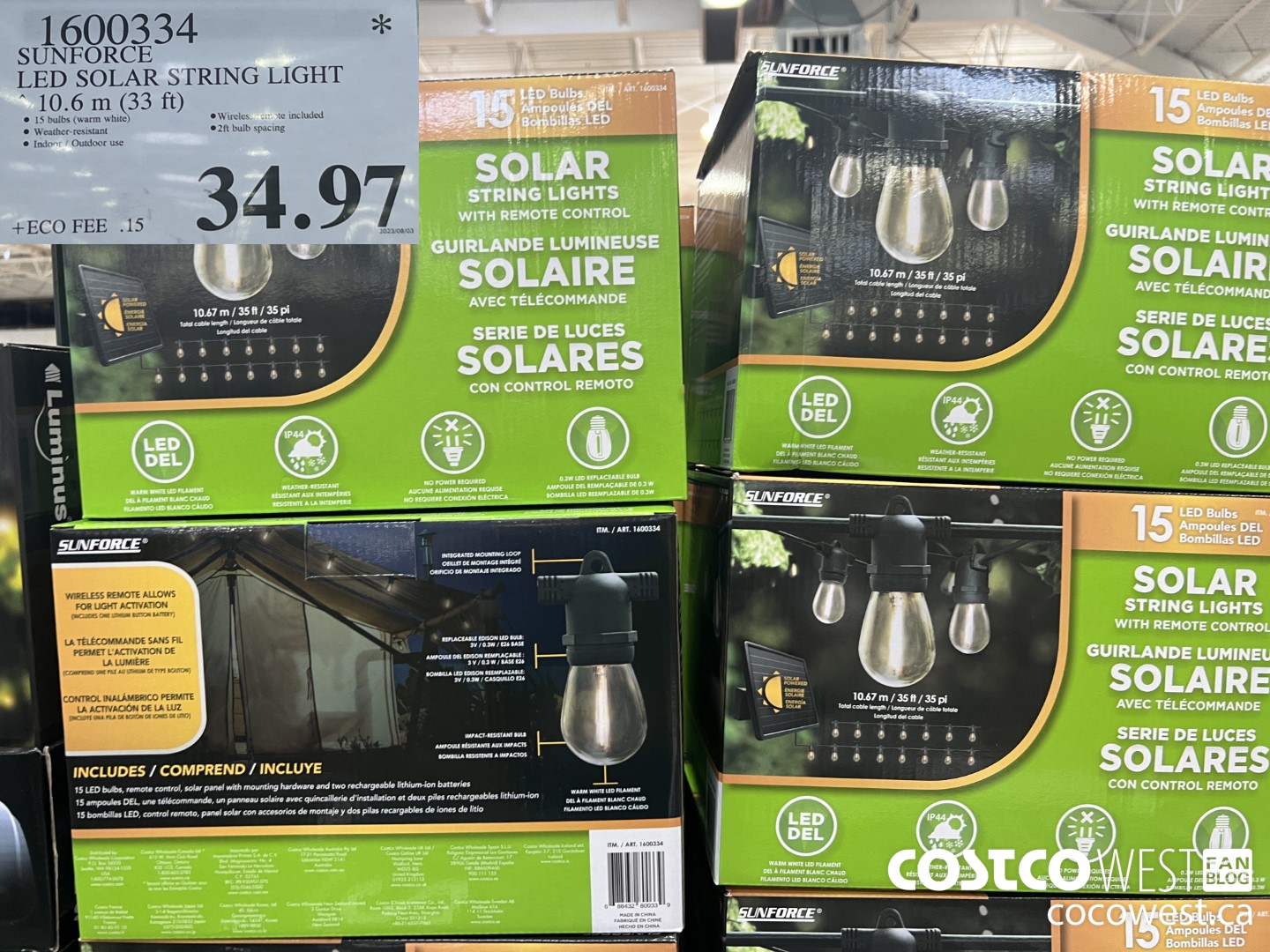 1600334 SUNFORCE LED SOLAR STRING LIGHT 10.6m (33ft) $34.97