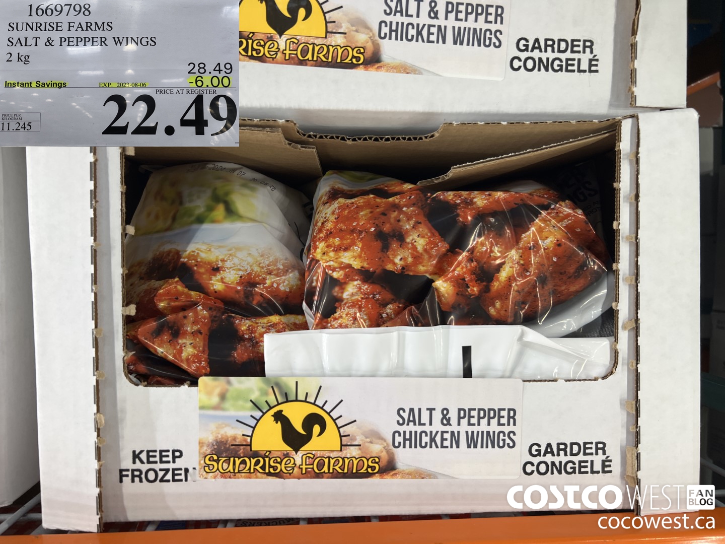 1669798 SUNRISE FARMS SALT & PEPPER WINGS 2 KG ($6.00 INSTANT SAVINGS EXPIRES ON 2023-08-06) $22.49