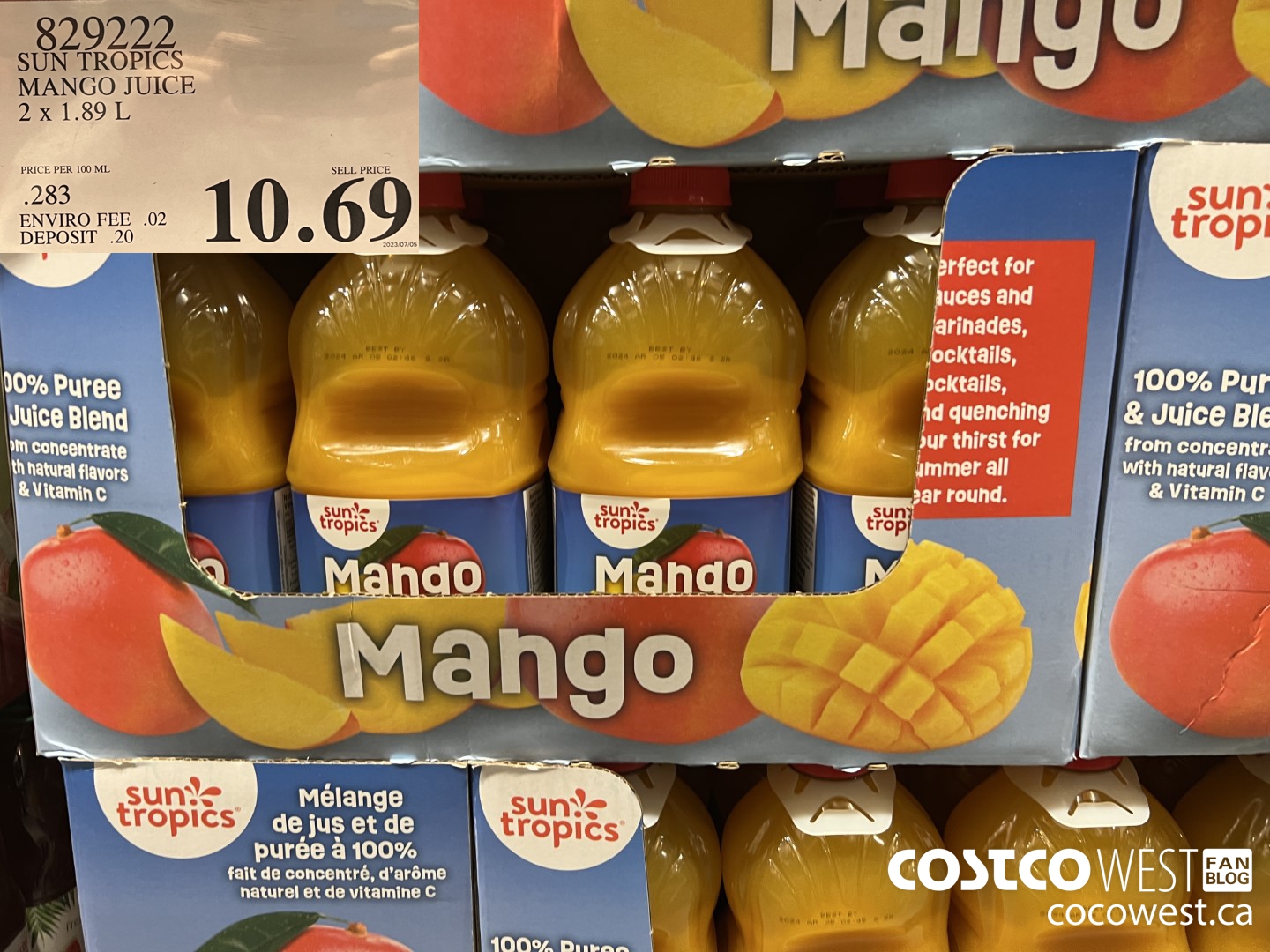 829222 SUN TROPICS MANGO JUICE 2 X 1.89L $10.69