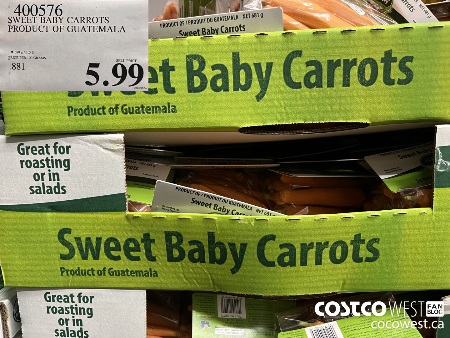 400576 SWEET BABY CARROTS PRODUCT OF GUATEMALA $5.99