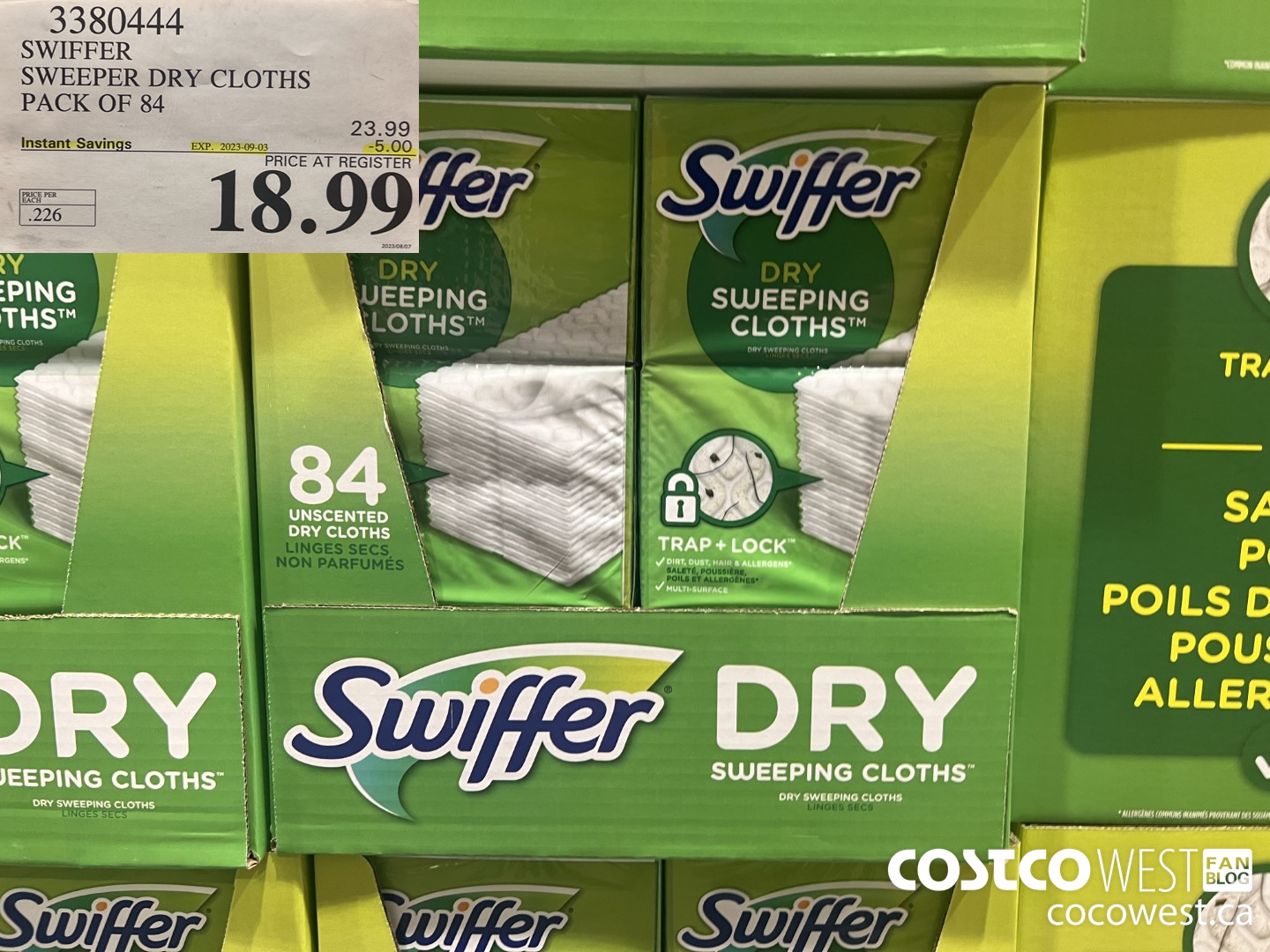 3380444 SWIFFER SWEEPER DRY CLOTHS PACK OF 84 ($5.00 INSTANT SAVINGS EXPIRES ON 2023-09-03) $18.99