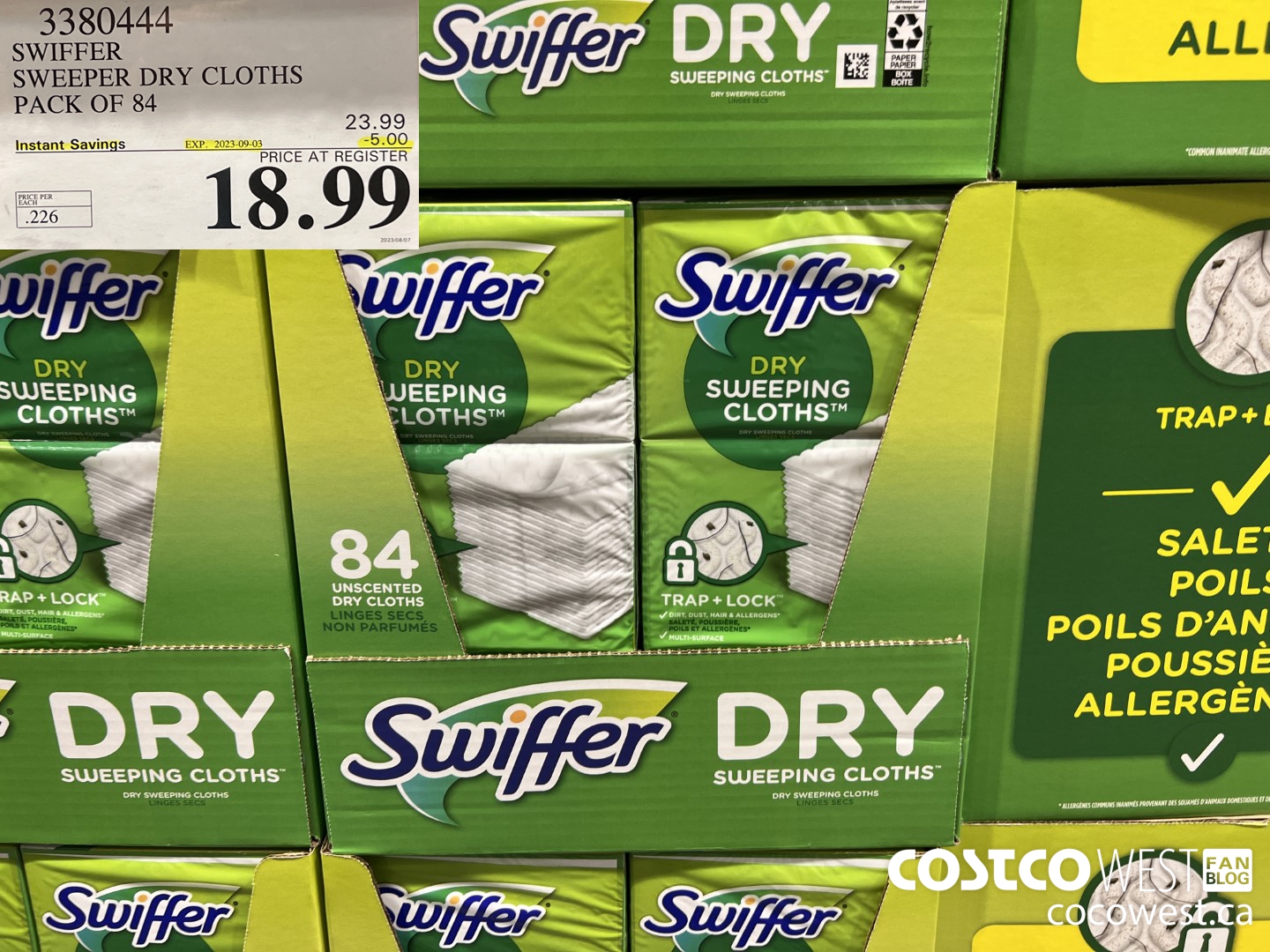 3380444 SWIFFER SWEEPER DRY CLOTHS PACK OF 84 ($5.00 INSTANT SAVINGS EXPIRES ON 2023-09-03) $18.99