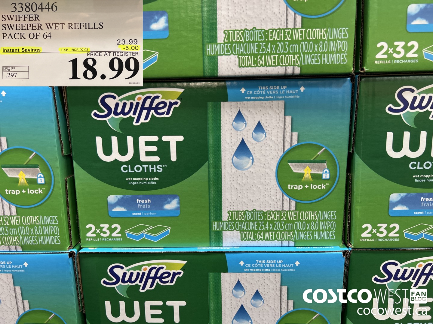 3380446 SWIFFER SWEEPER WET REFILLS PACK OF 64 ($5.00 INSTANT SAVINGS EXPIRES ON 2023-09-03) $18.99