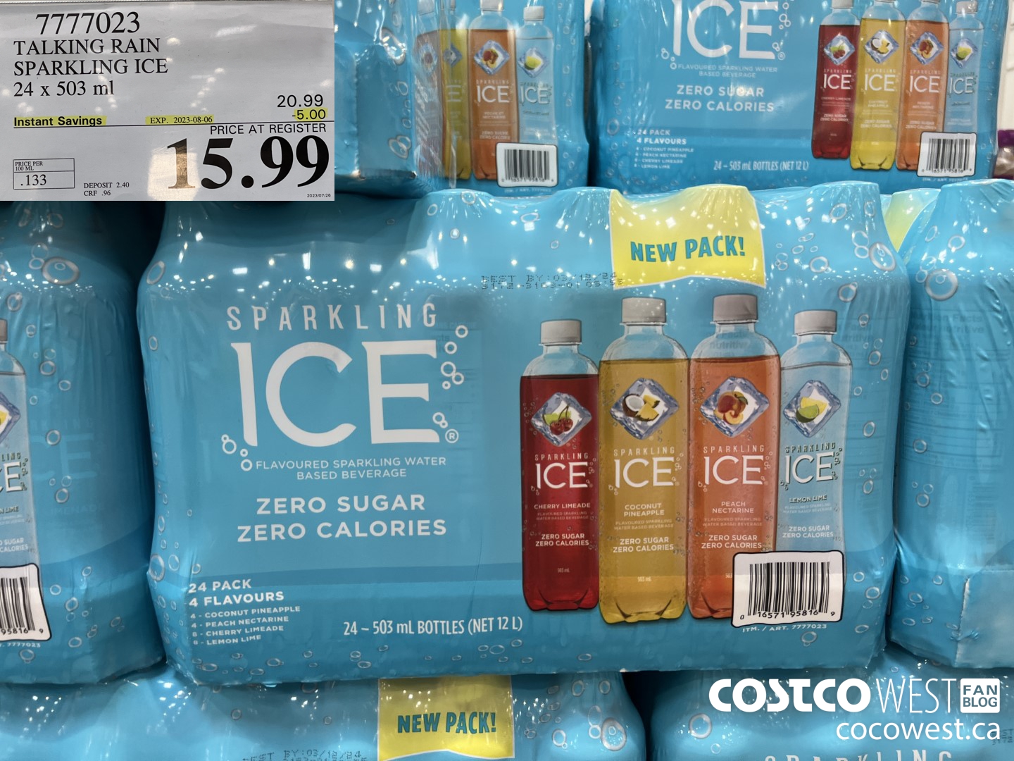 7777023 TALKING RAIN SPARKLING ICE 24 X 503ML ($5.00 INSTANT SAVINGS EXPIRES ON 2023-08-06) $15.99