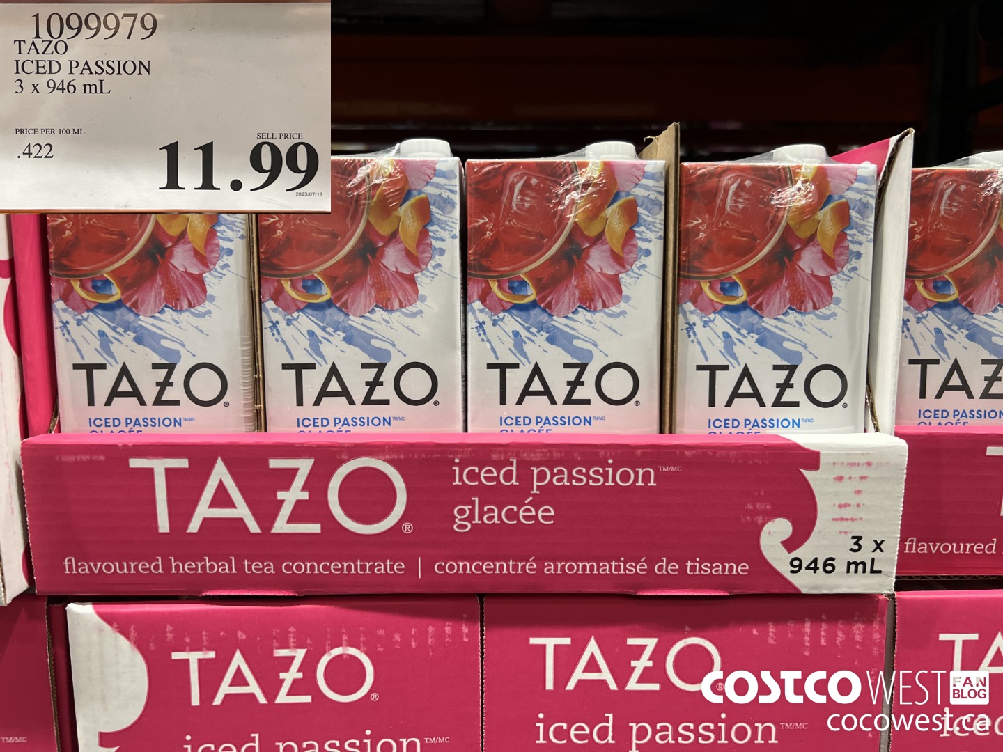1099979 TAZO ICED PASSION 3 x 946 mL $11.99
