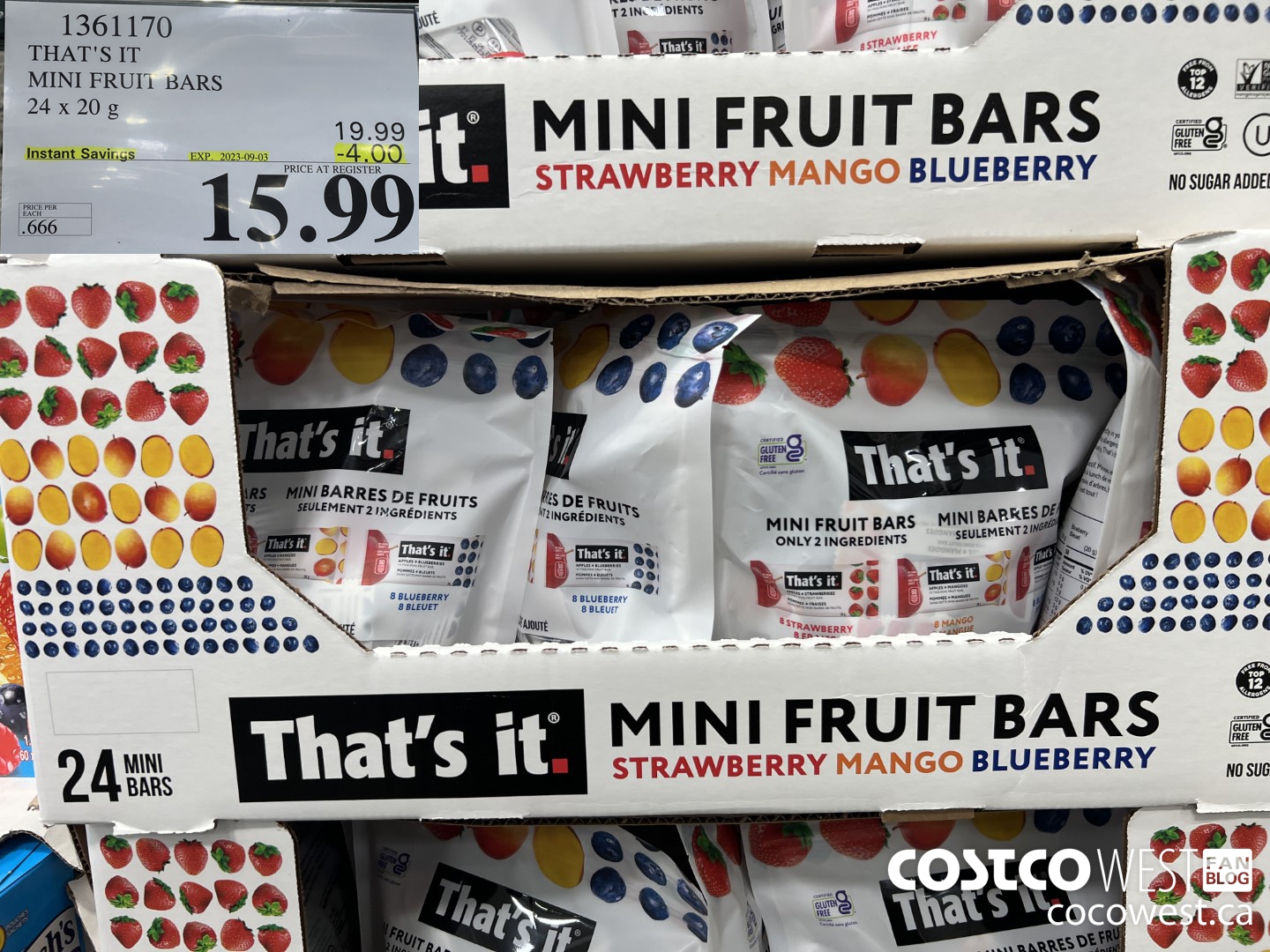 1361170 THAT'S IT MINI FRUIT BARS 24 x 20 g ($4.00 INSTANT SAVINGS EXPIRES ON 2023-09-03) $15.99