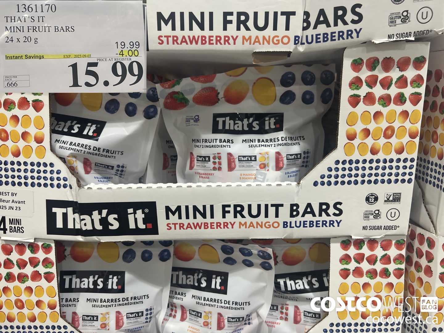 1361170 THAT'S IT MINI FRUIT BARS 24 x 20 g ($4.00 INSTANT SAVINGS EXPIRES ON 2023-09-03) $15.99