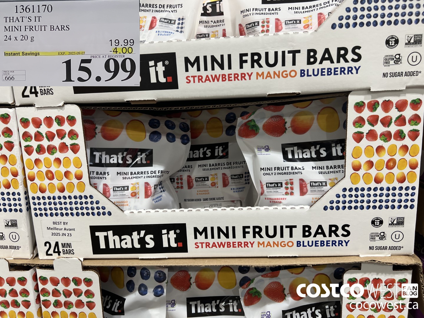 1361170 THAT'S IT MINI FRUIT BARS 24 x 20 g ($4.00 INSTANT SAVINGS EXPIRES ON 2023-09-03) $15.99