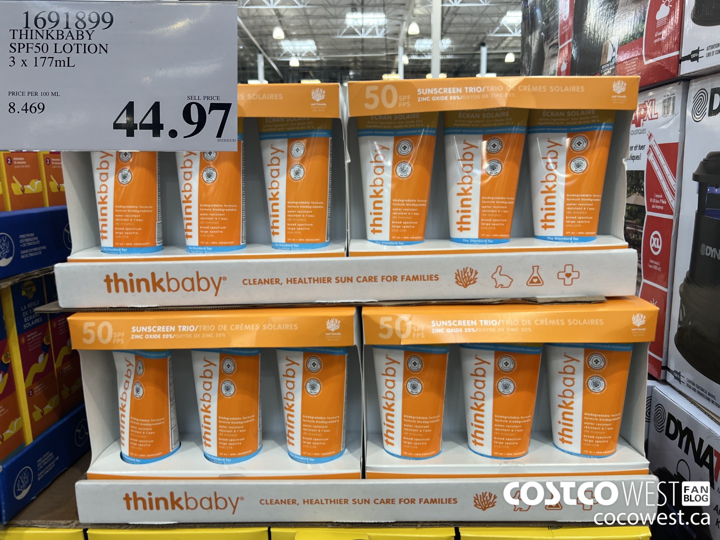1691899 THINKBABY SPF50 LOTION 3 x 177 ml $44.97